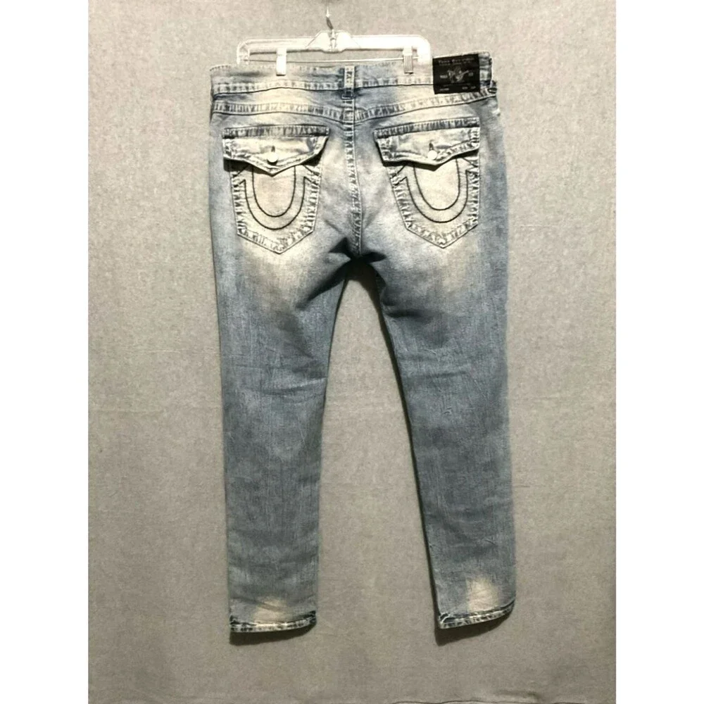 True Religion Rocco Relaxed Skinny Jeans Size 40 Light Acid Wash Denim